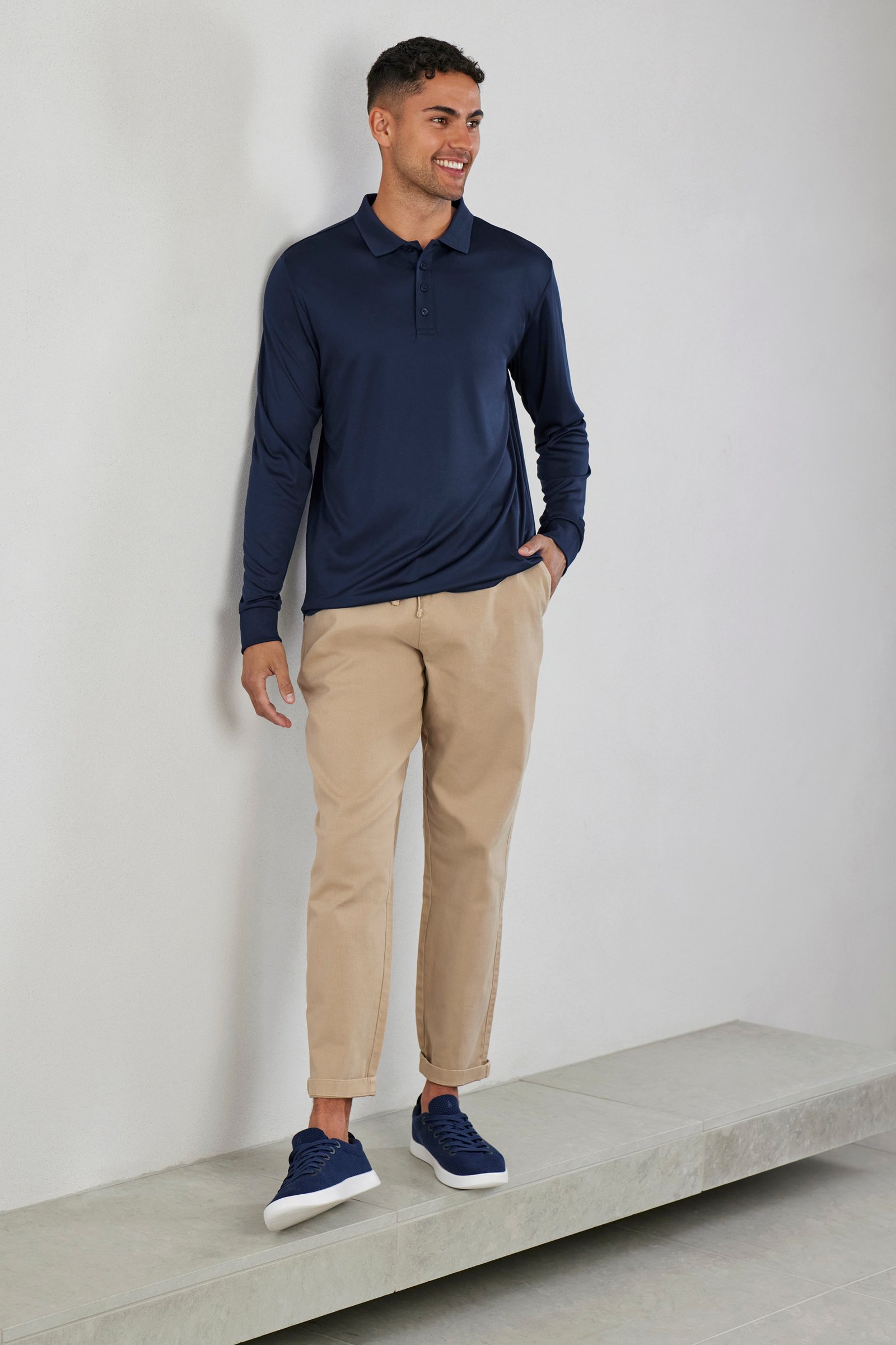 Mens Action Long Sleeve Polo - Image 4