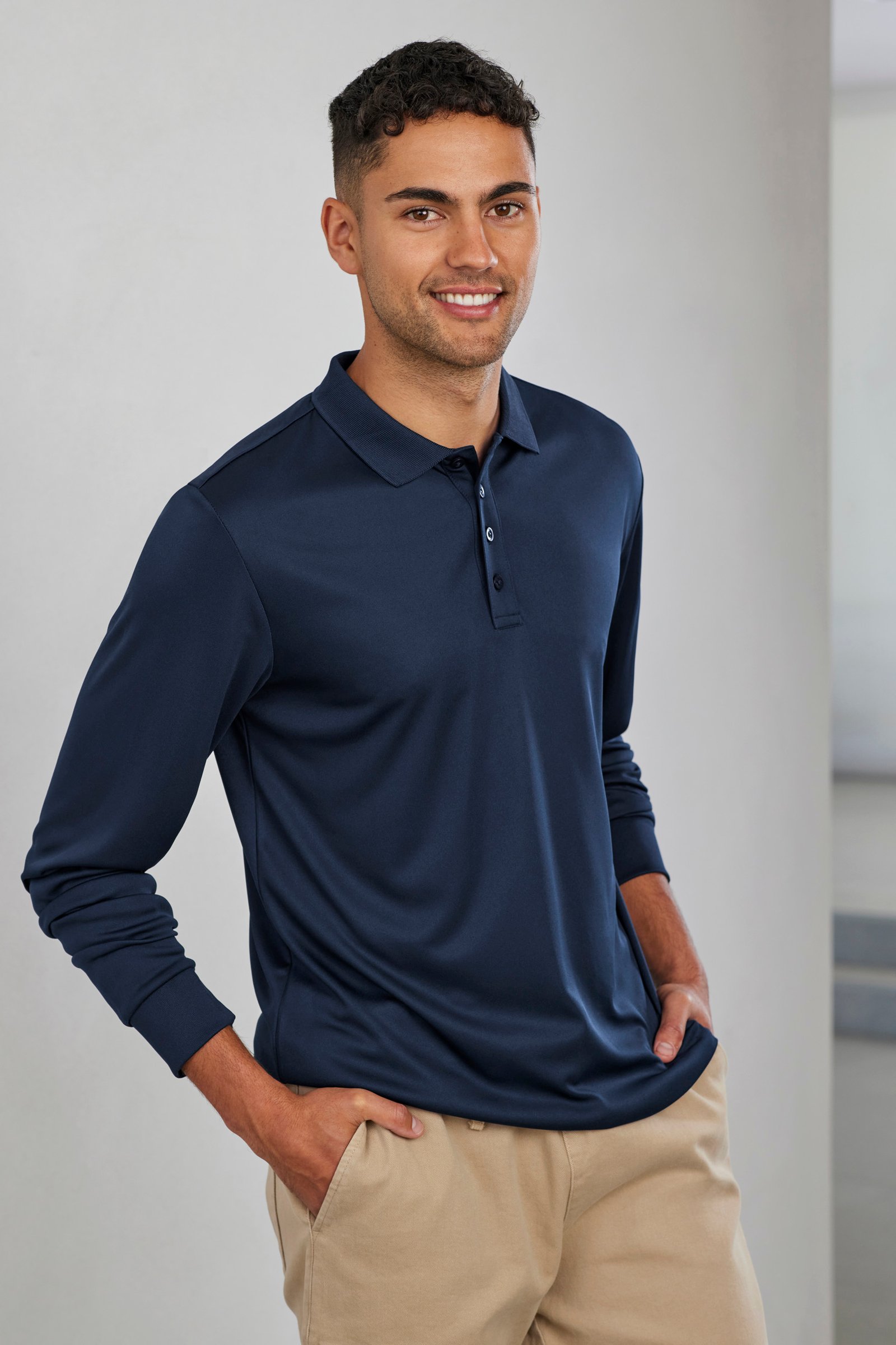 Mens Action Long Sleeve Polo